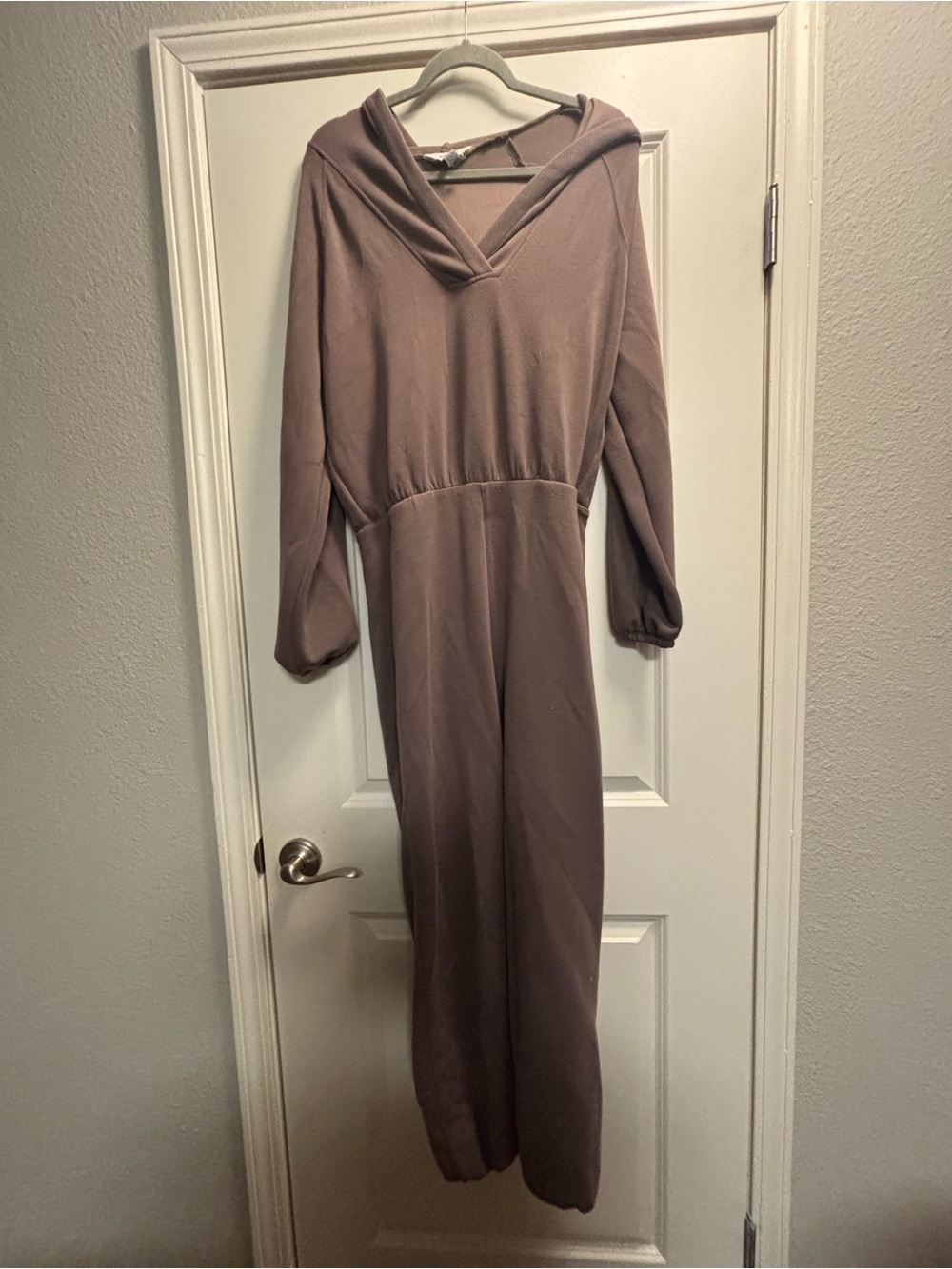 SPANX light brown Cozy Hooded Jumpsuit Size Large